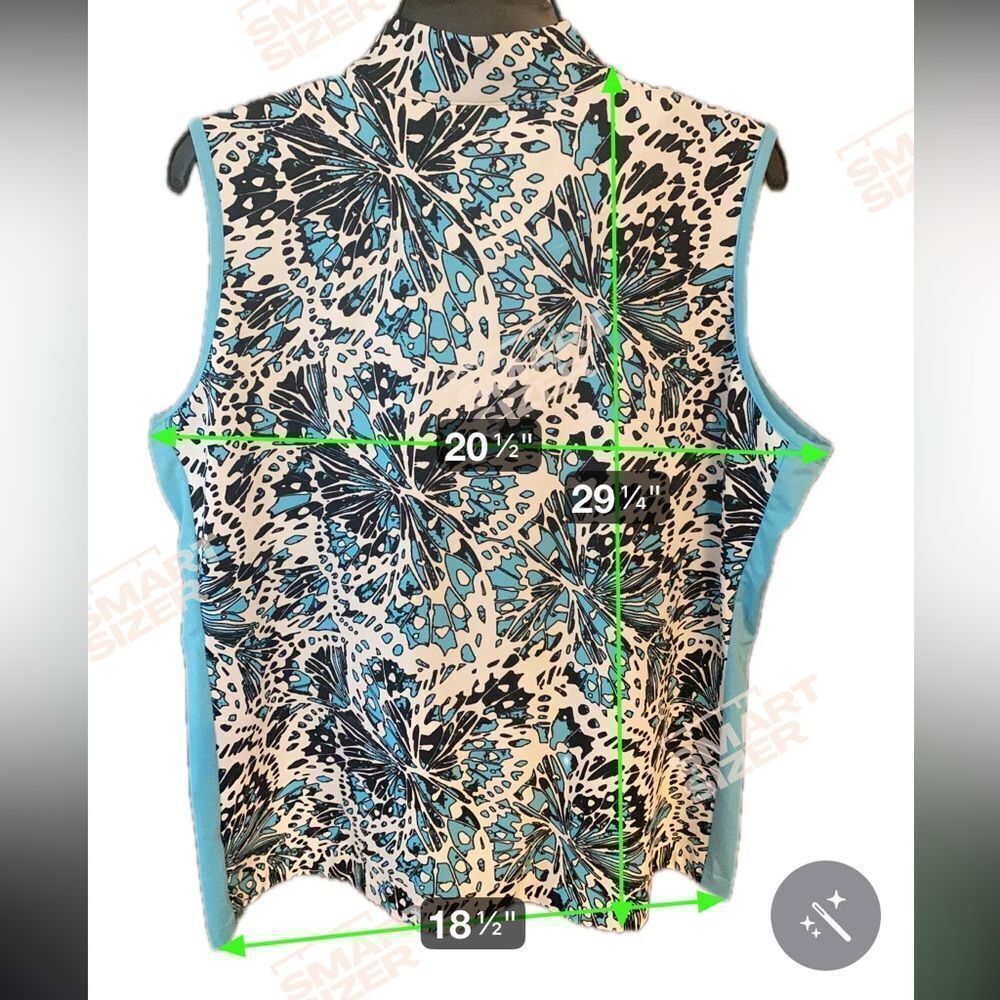 Tail Sz 2XL Blue Black Floral Collar Sleeveless Pickleball Golf Sleeveless Polo - Picture 6 of 7